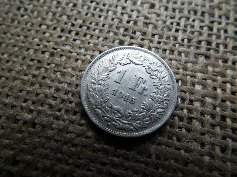 Svájc , ezüst 1 frank 1945 B , franc