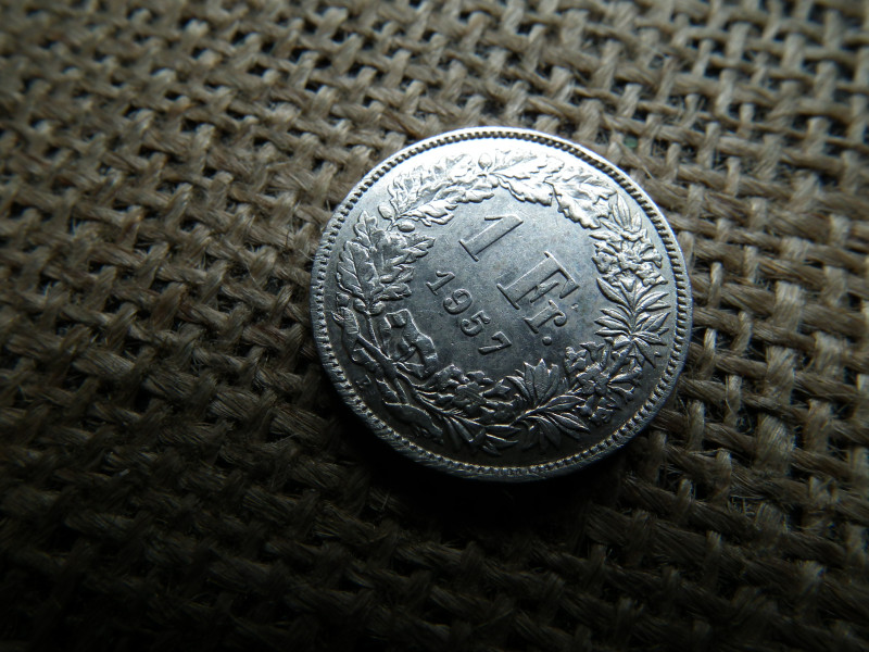 Svájc , ezüst 1 frank 1957 B , franc