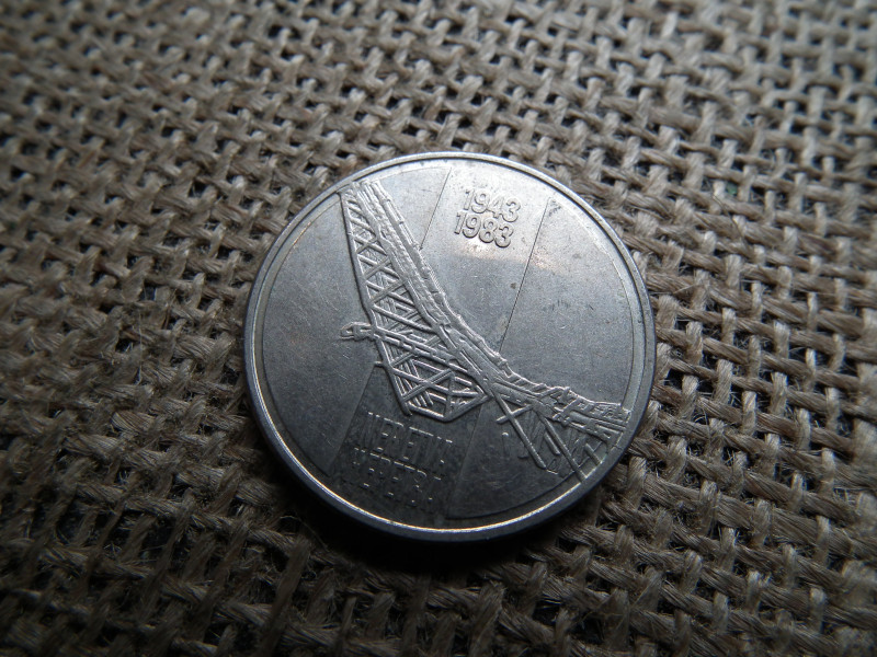 Jugoszlávia , 10 dinara 1983 , dinár   - Neretvai csata