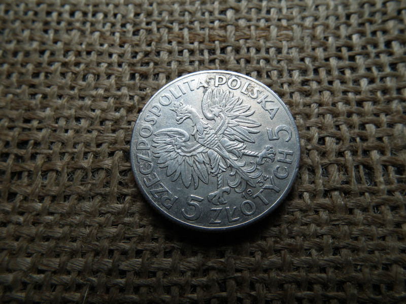 Lengyelország , ezüst  5 zloty 1934 , Zlotys Polonia 
