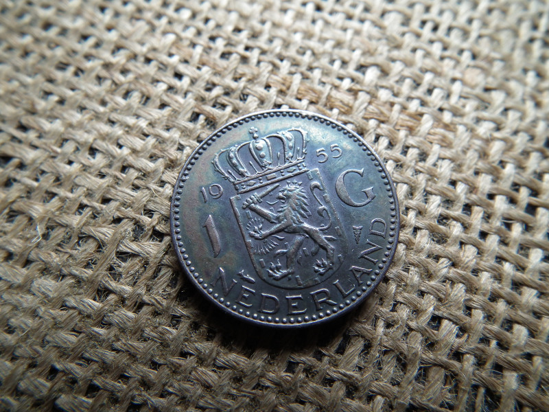 Hollandia , ezüst 1 gulden 1955