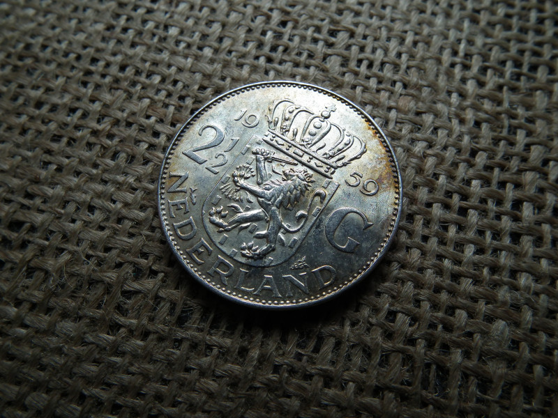 Hollandia , ezüst 2 1/2 gulden 1959