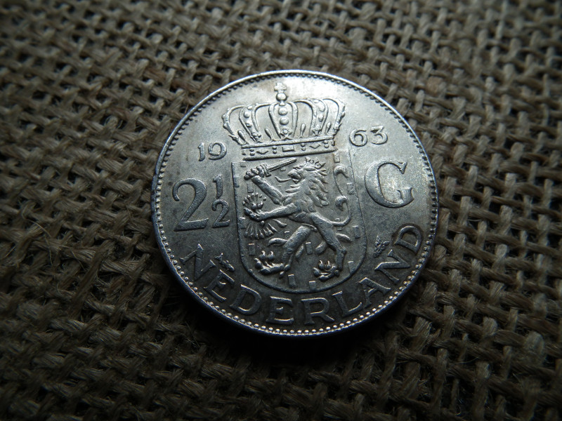 Hollandia , ezüst 2 1/2 gulden 1963