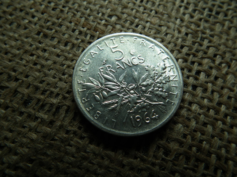 Franciaország , ezüst 5 frank 1964 , francs 