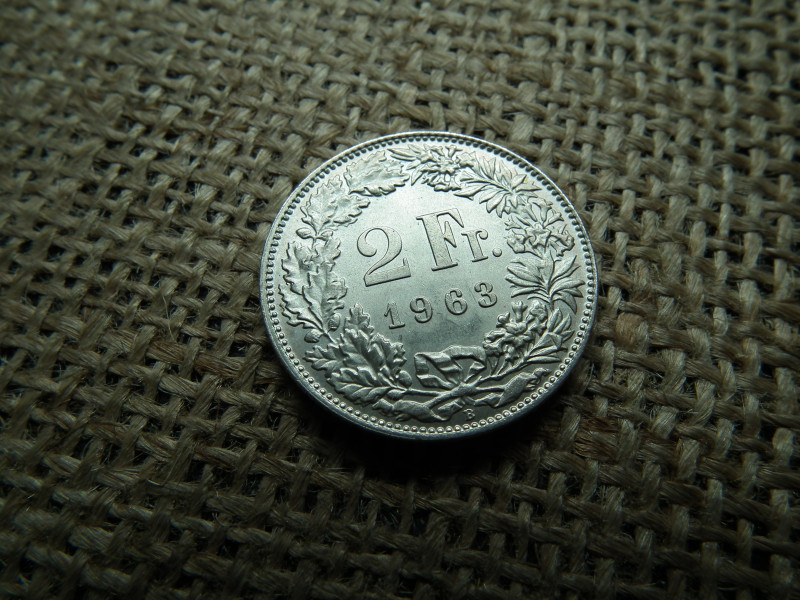 Svájc , ezüst 2 frank 1963 , francs 