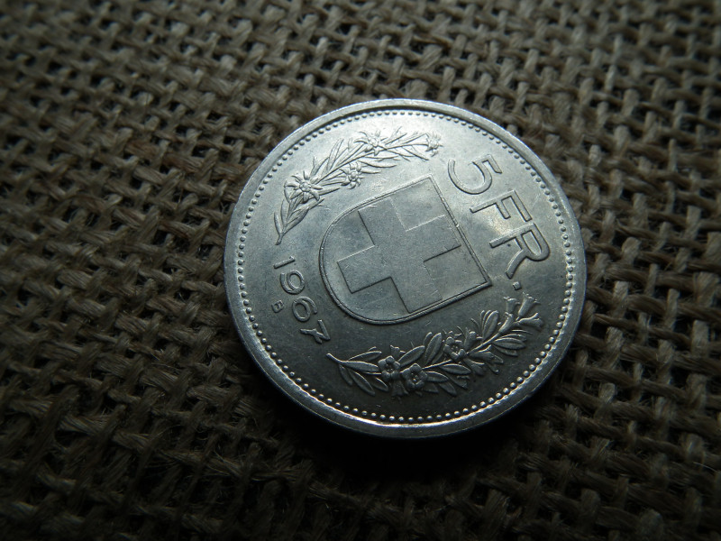 Svájc , ezüst 5 frank 1967 , francs 
