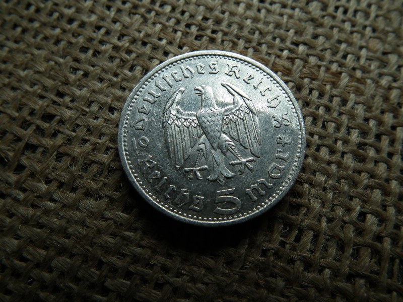 Birodalmi ezüst 5 márka 1935 F 