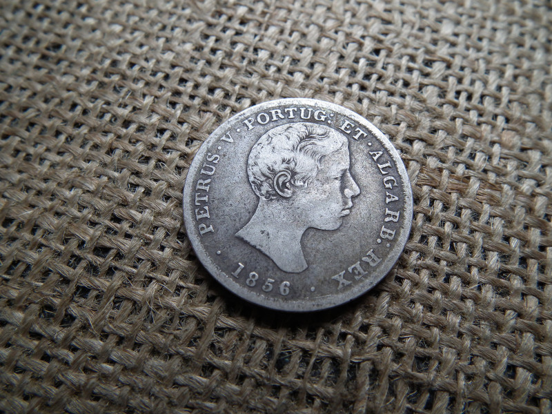 Portugália , ezüst 500 reis 1856 , Pedro V