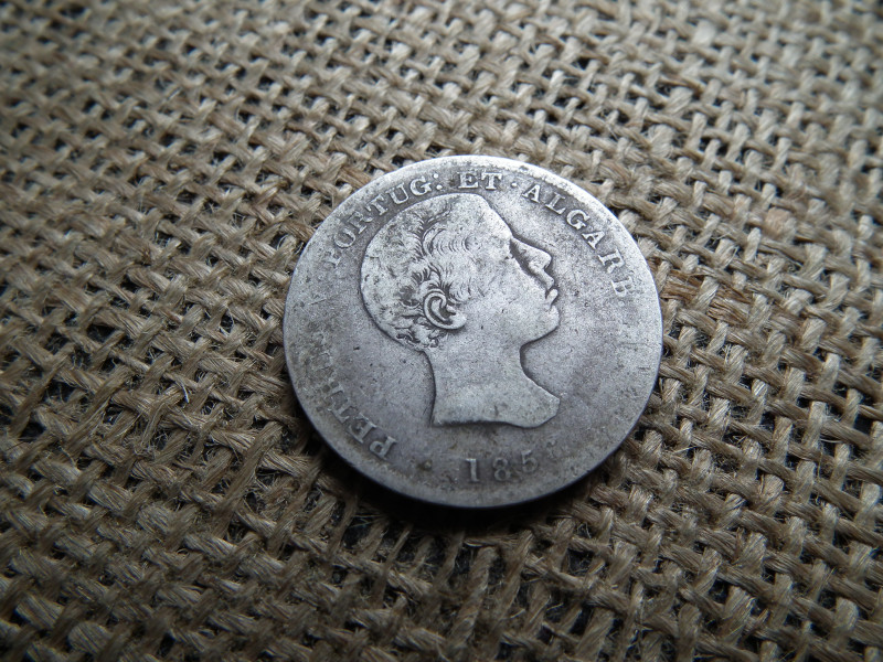 Portugália , ezüst 500 reis 1856 , Pedro V