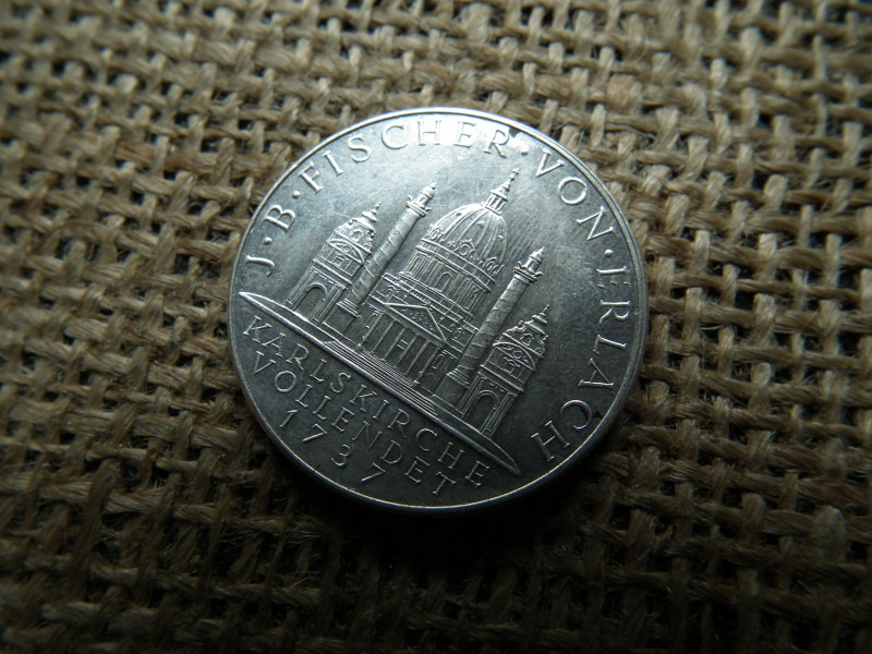 Ezüst 2 2 Schilling 1937 ,  Szent Károly templom