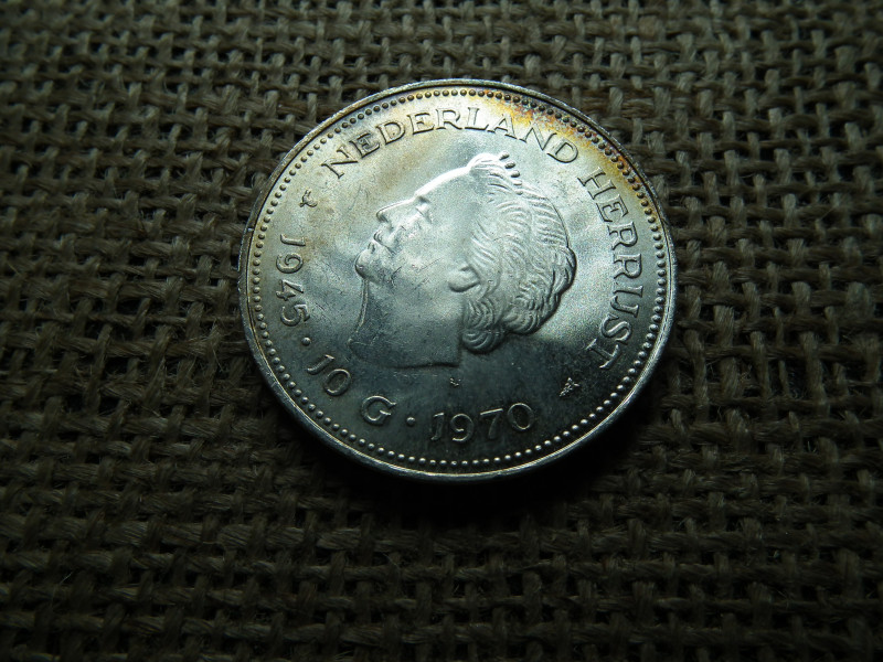 Hollandia , ezüst 10 gulden 1970