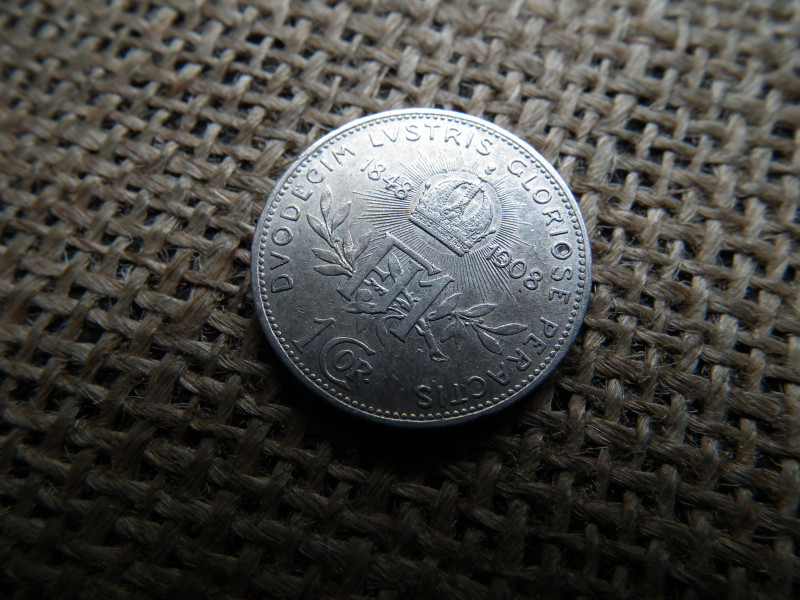 Ezüst 1 korona 1908 , corona 