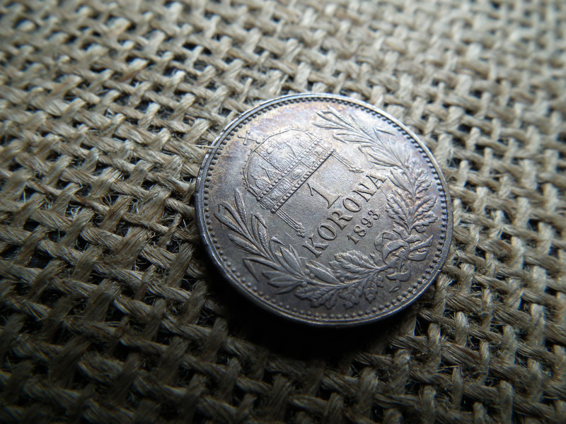 Ezüst 1 korona 1893 KB , így ritka ! 