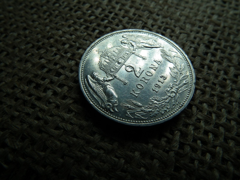 Ezüst 2 korona 1913 KB , nagyon szép 