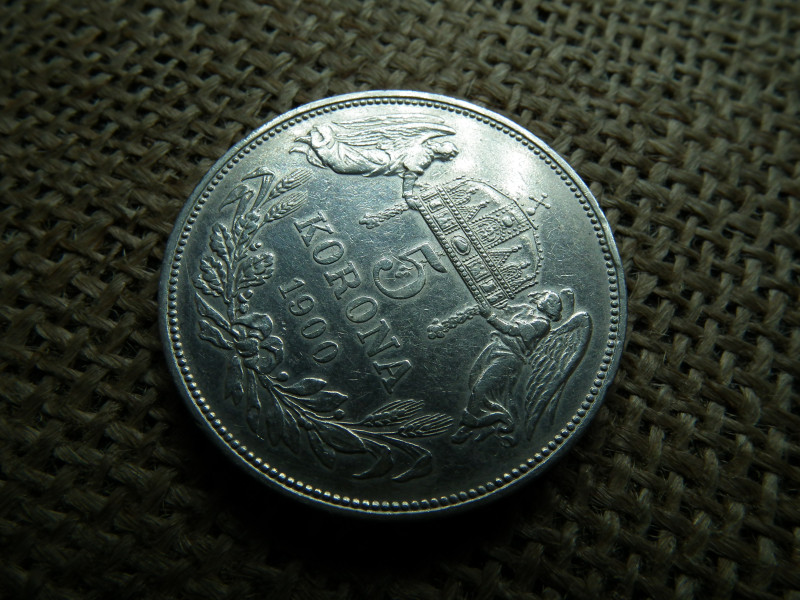 Ezüst 5 korona 1900 KB , átlagnál szebb ! 