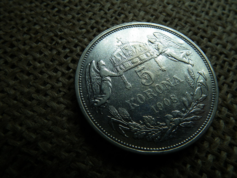 Ezüst 5 korona 1908 KB 