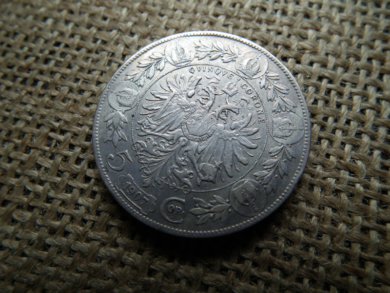 Ezüst 5 corona 1907 , korona 