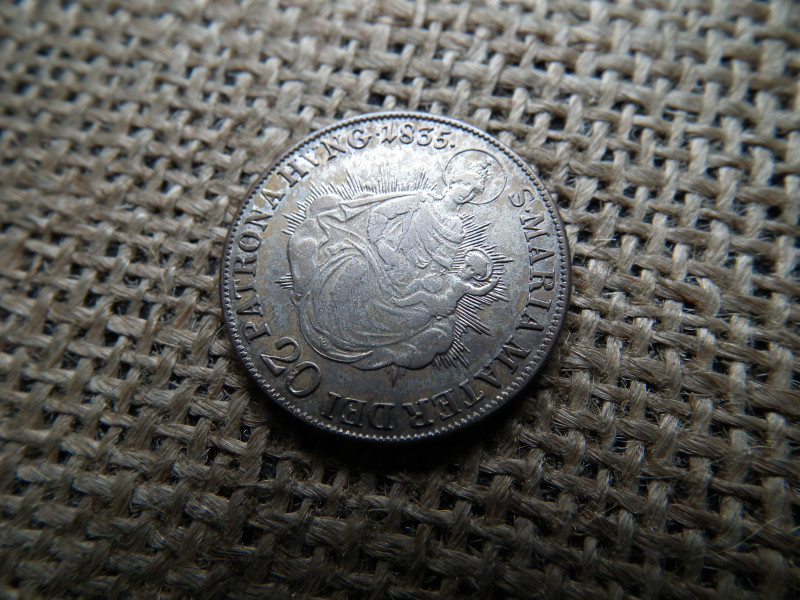 Ferenc , ezüst 20 krajcár 1835 B , nagyon szép , Madonnás 