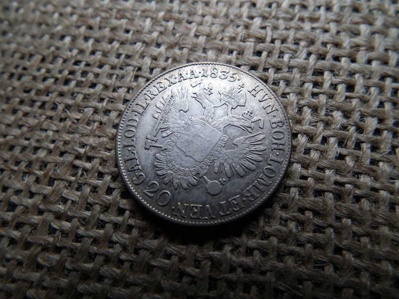 Ferenc , ezüst 20 krajcár 1835 B , nagyon szép 