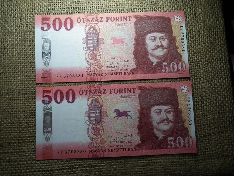 500 forint 2022 EP , 2 db sorszámkövető , UNC
