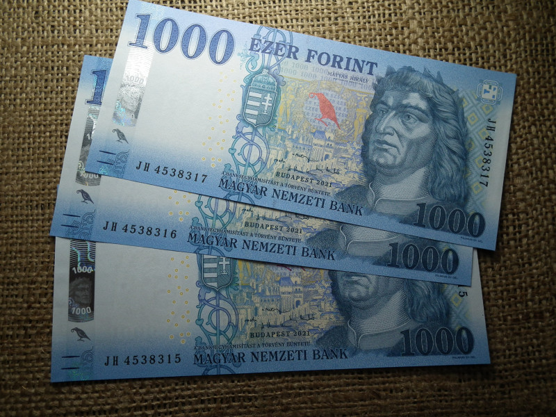 1000 forint 2021 JH , 3 db sorszámkövető  UNC