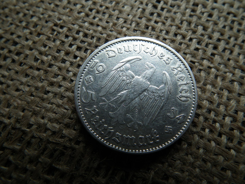 Birodalmi , ezüst 5 márka 1934 D , Potsdam helyőrségi templom