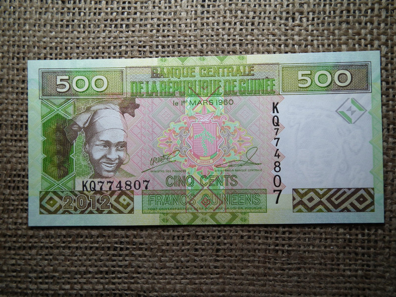 Guinea 500 francs 2012 UNC , B1