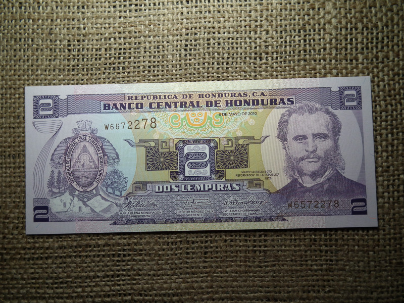 Honduras 2 lempiras 2010 UNC , B1