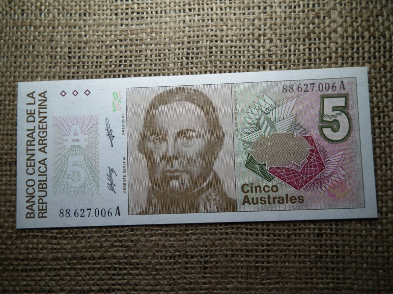 Argentína 5 pesos 1986 - 1989  UNC , B1