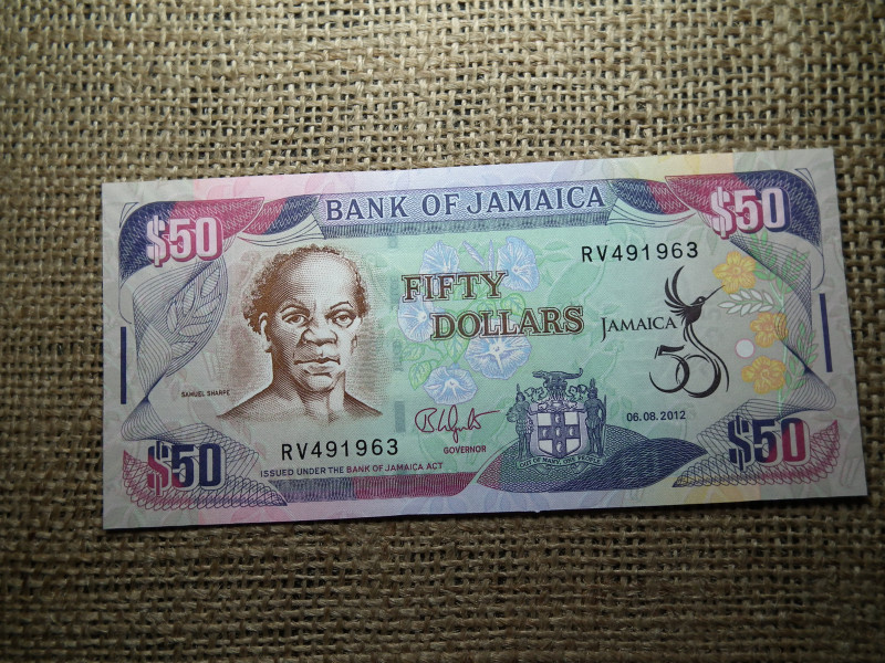 Jamaica 50 dollars 2012 UNC , B1