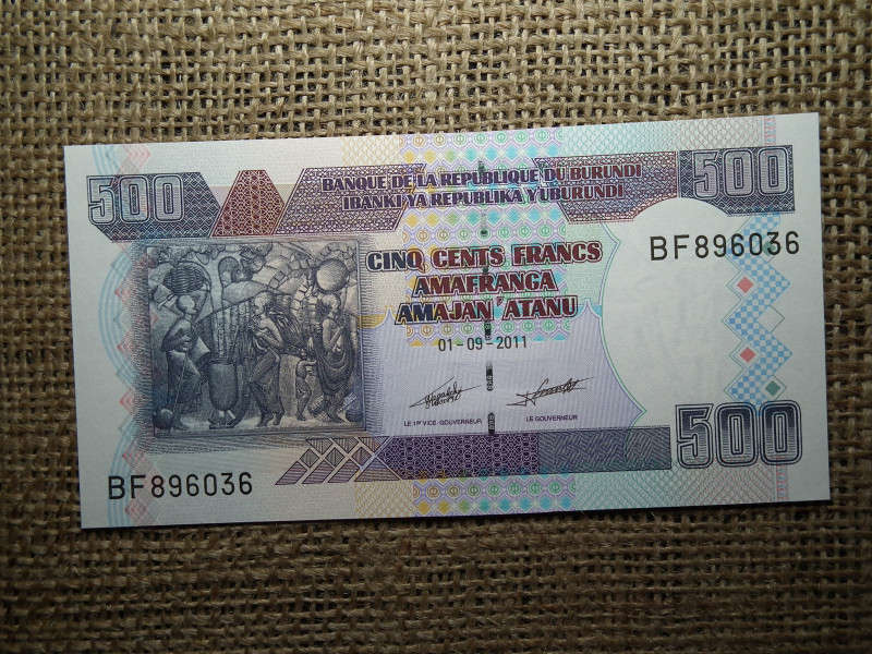 Burundi 500 francs 2011 UNC , B1