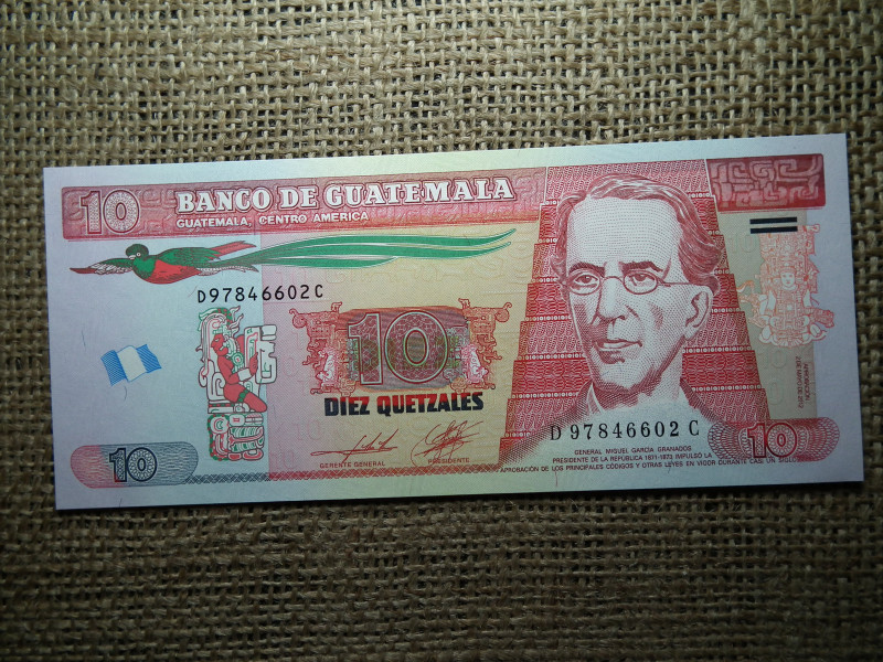 Guatemala 10 quetzales 2012 UNC , B1