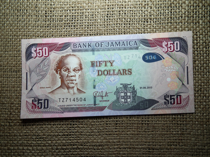 Jamaica 50 dollars 2013 UNC , B1