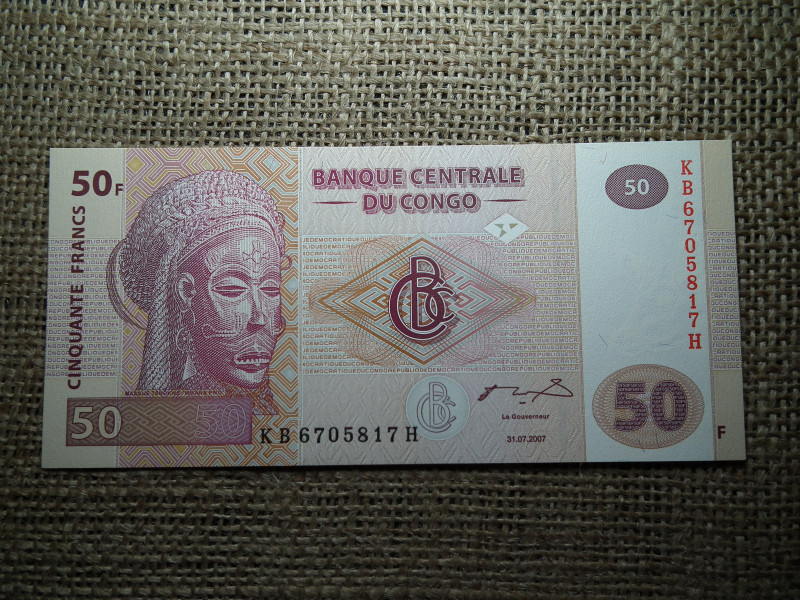 Kongó 50 francs 2007 UNC , B1