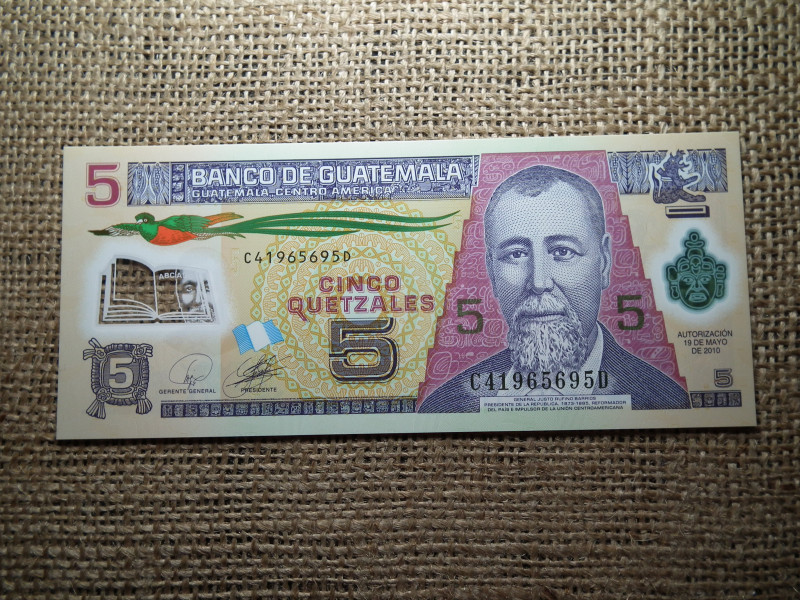 Guatemala 5 quetzales 2010 UNC , B1