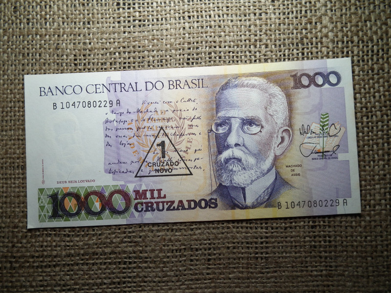 Brazília 1000 cruzeiros 1989 felülbélyegzett  UNC , B1