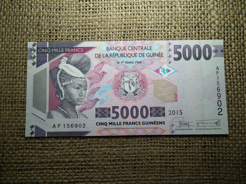 Guinea 5000 francs 2015 UNC , C1