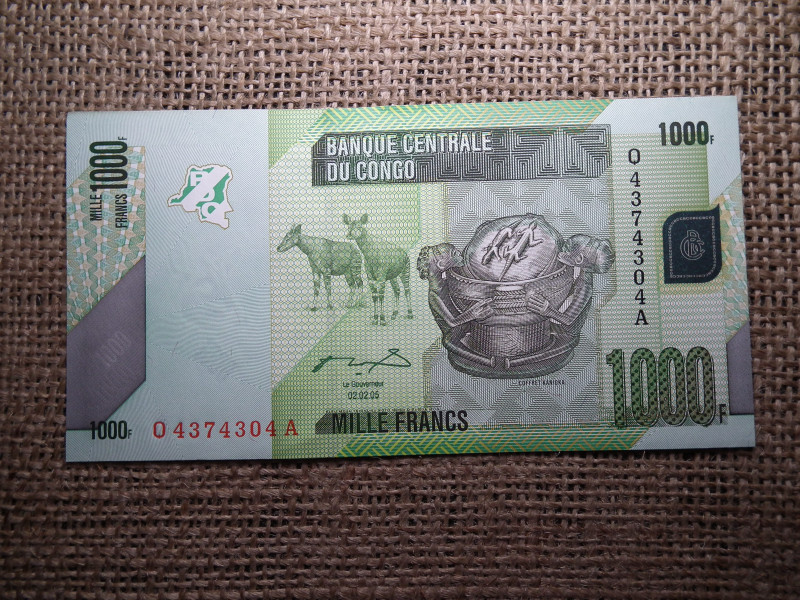 Kongó 1000 francs 2005 UNC , C1