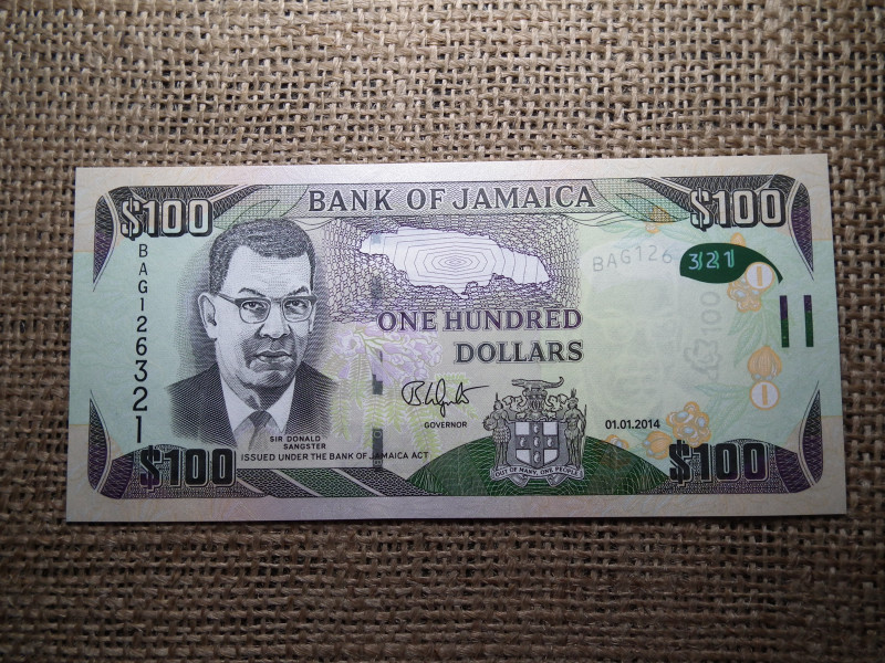 Jamaica 100 dollars 2014 UNC , C1