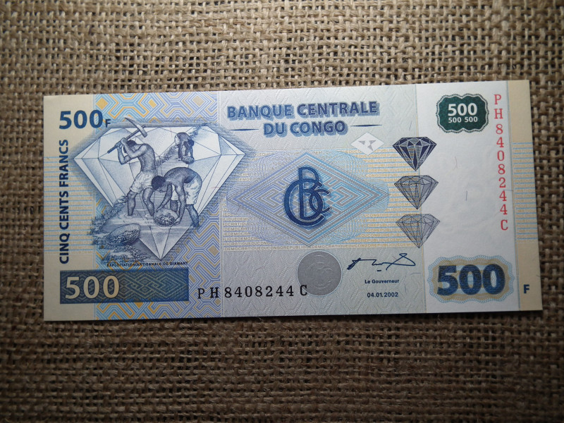 Kongó 500 francs 2002 UNC , C1