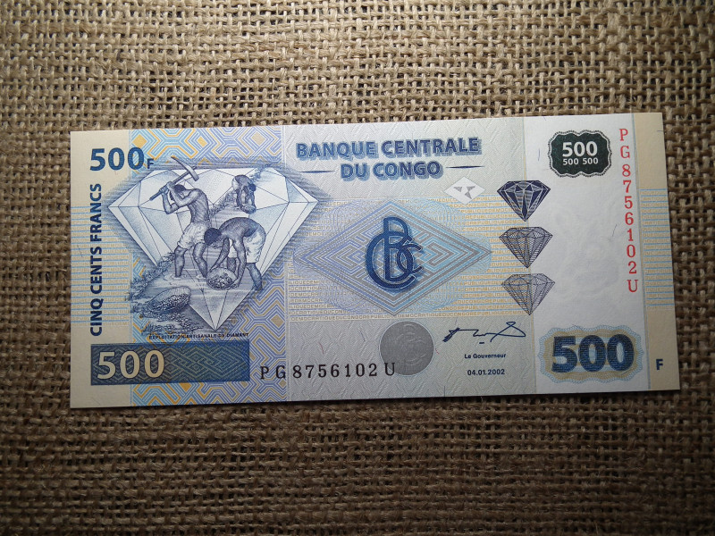 Kongó 500 francs 2002 UNC , C1 