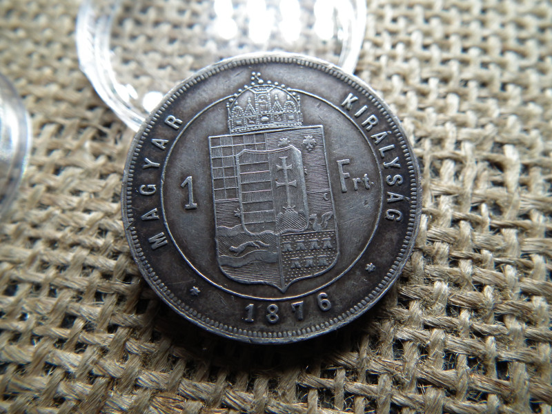 Ferenc József , ezüst 1 forint 1876 KB , Körmöcbánya , sérült perem 