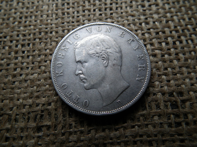 Bajor , ezüst 3 márka 1908 D , Mark , Ottó 