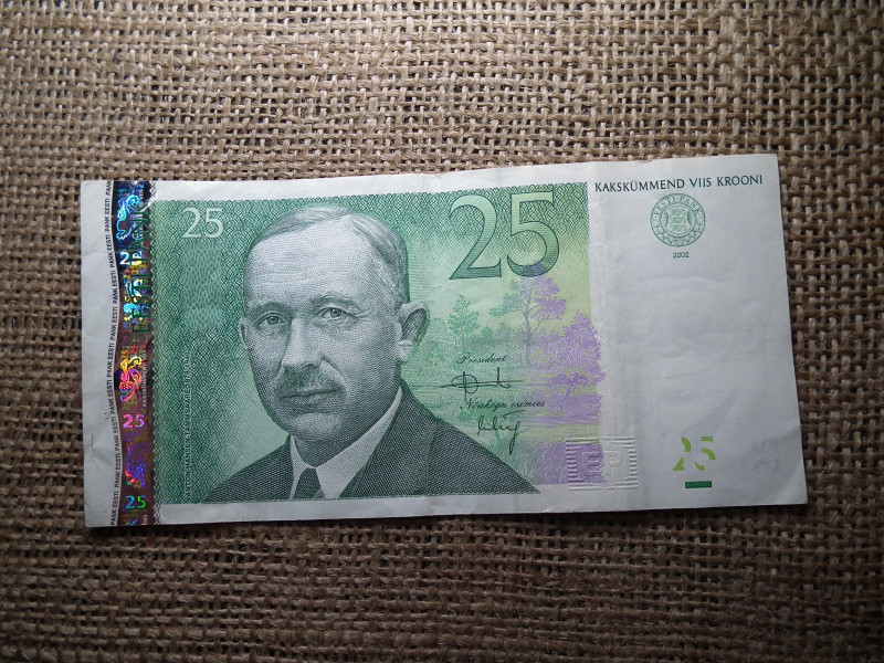 Észtország , 25 korona 2002 , krooni 