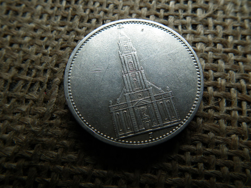 Birodalmi ezüst 5 márka 1934 J , Reichsmark Potsdam helyőrségi templom