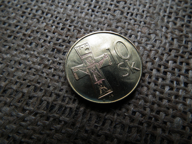 Szlovákia 10 korona 1994 , korun , verdefényes 