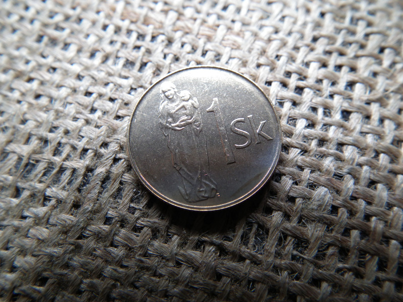 Szlovákia 1 korona 1994 , korun , verdefényes 