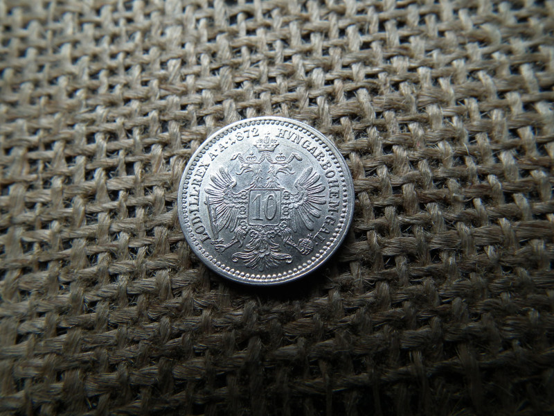 Ezüst 10 krajcár 1872 , extra , verdehibás , sas átült a portréra - portré a sasra 