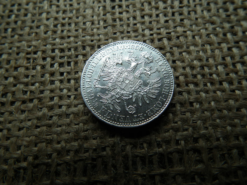 Ezüst 1/4 florin 1858 A , extra , verdefényes , korai évszám