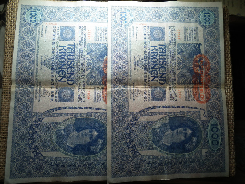 1000 korona 1902 , DÖ , II. kiadás , 2 db sorszámközeli ! 